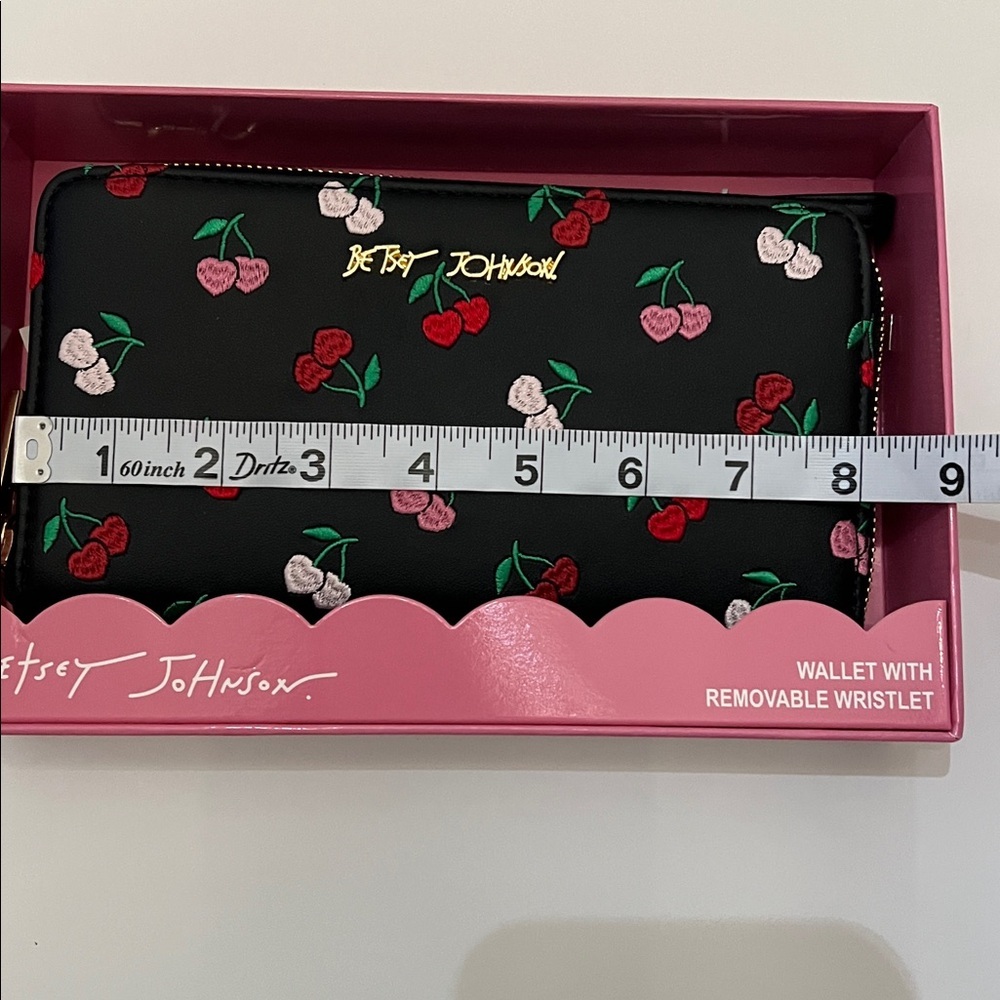 Betsey Johnson | Heart/Cherry Embroidered Wallet w/ Removable Wristlet Strap - Picture 11 of 12